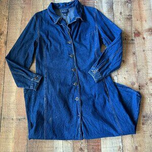 Blue J. Womens size Medium Denim Long Button-Up Midi Length Dress